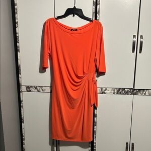 MSK Vibrant Orange Midi Dress